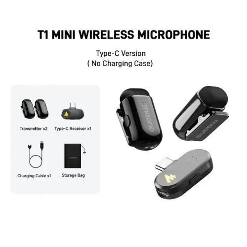 MICROFONO LAVALIER MAONO WAVE T1 MINI DOBLE USB-C - 7