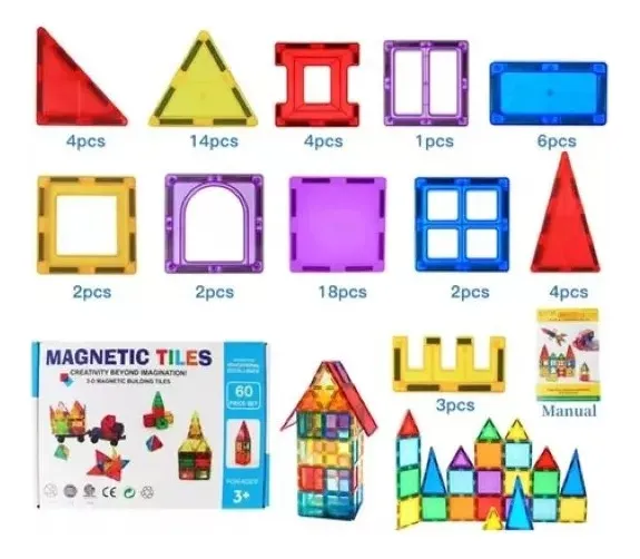 JUEGO DE BLOQUES DE CONSTRUCCION MAGNE TICOS 3D 60 PIEZAS 60 - 1