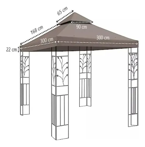 REPUESTO DE TECHO PARA TOLDO PE RGOLA 3X3 MT PE RGOLA BEIGE - 3