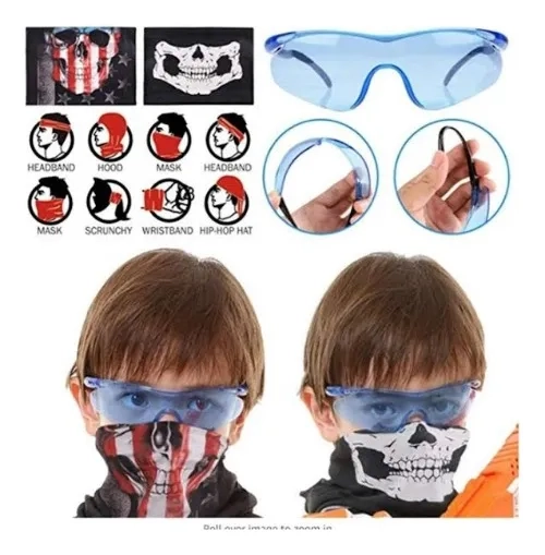 KIT CHALECO TACTICO PARA NIÑOS NERF DARDOS GUNS N-STRIKE X2 NEGRO - 3
