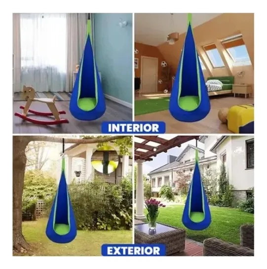 COLUMPIO SENSORIAL HAMACA NIÑOS INTERIOR Y EXTERIOR AZUL - 3