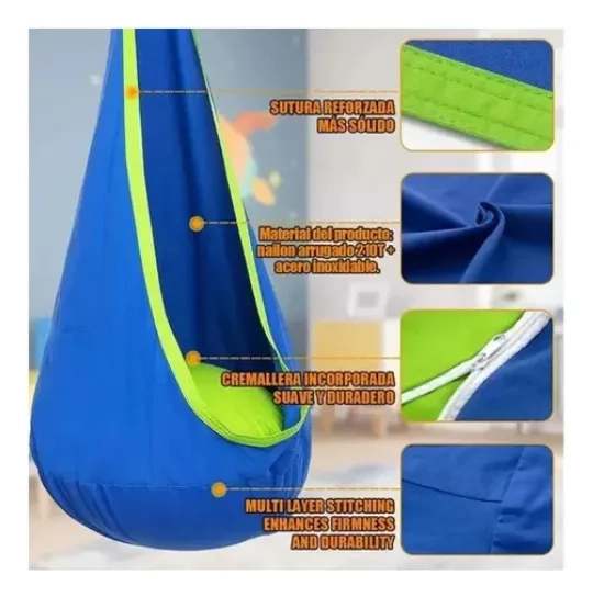 COLUMPIO SENSORIAL HAMACA NIÑOS INTERIOR Y EXTERIOR AZUL - 4