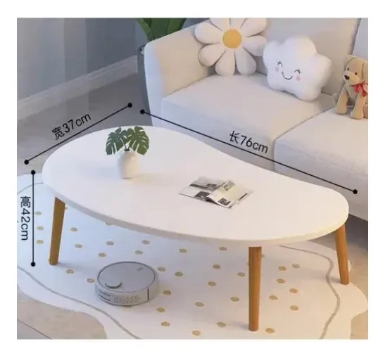 MESA DE CENTRO OVALADA 76X37X42 CM COLOR BLANCO - 2