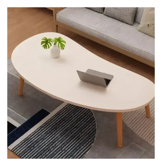 MESA DE CENTRO OVALADA 76X37X42 CM COLOR BLANCO - 3