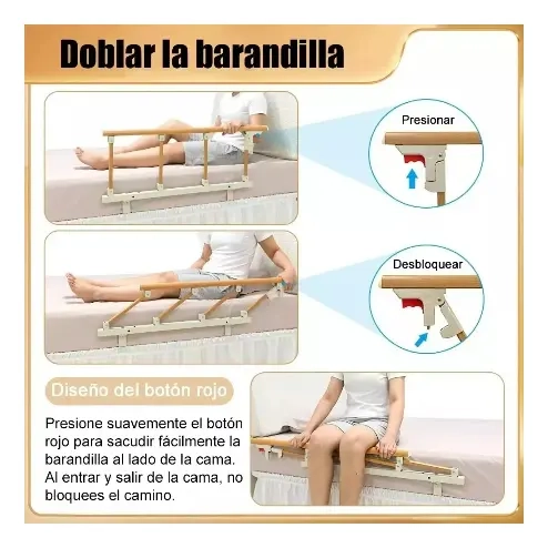 BARANDA DE SEGURIDAD ANTICAIDA PARA CAMA ADULTO MAYOR AJUSTABLE - 3