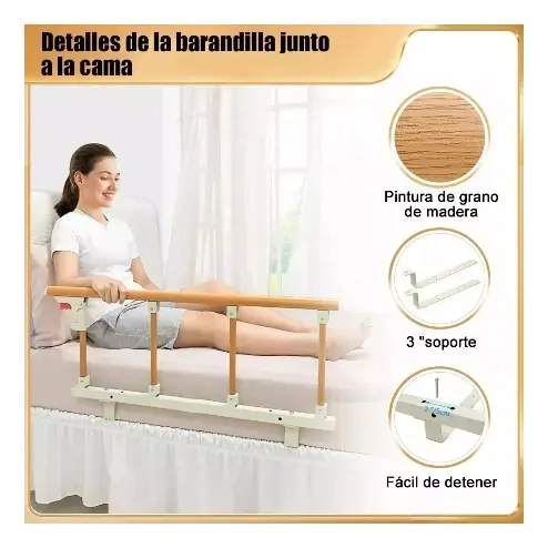 BARANDA DE SEGURIDAD ANTICAIDA PARA CAMA ADULTO MAYOR AJUSTABLE - 5