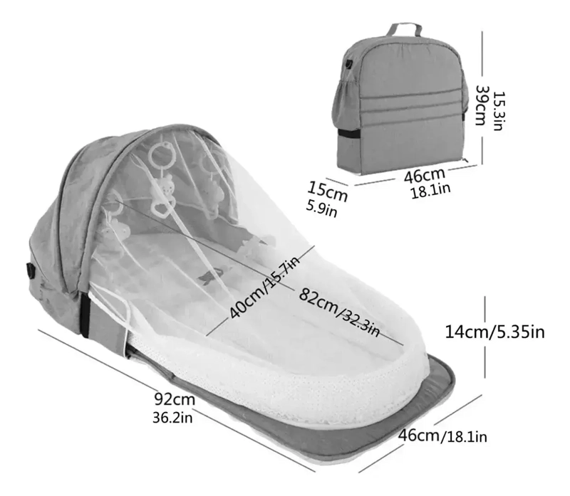 CAMA PARA BEBE  RECIE N NACIDO, PLEGABLE, MOSQUITERA - 1