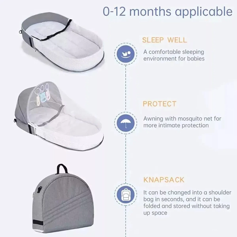 CAMA PARA BEBE  RECIE N NACIDO, PLEGABLE, MOSQUITERA - 3