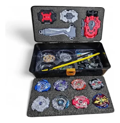 12 BEYBLADES VARIADOS METAL FUSION CON MALETA LANZADORES - 1