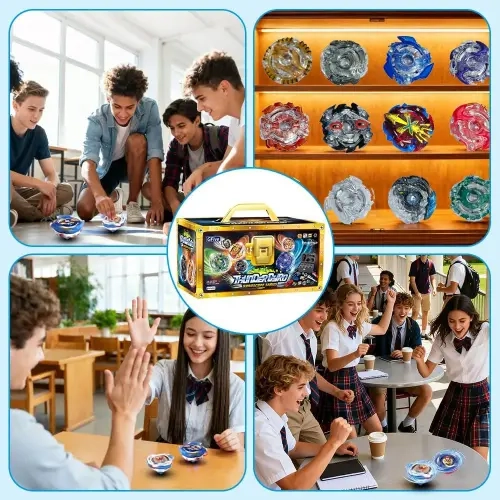 12 BEYBLADES VARIADOS METAL FUSION CON MALETA LANZADORES - 4