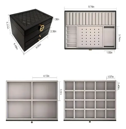JOYERO CAJA DE JOYA DOS CAPAS TIPO MALETA ORGANIZADOR JOYAS - 2