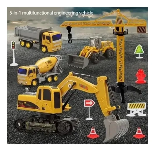 SET JUGUETES RETROEXCAVADORA, VEHICULOS DE CONSTRUCCION - 4