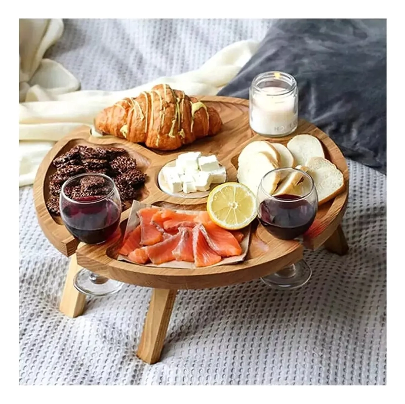 MESA TABLA DE MADERA PICNIC PLEGABLE COMIDA PICOTEO VIAJES - 1