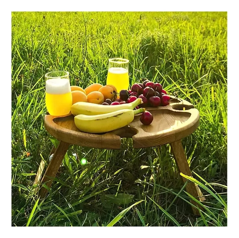MESA TABLA DE MADERA PICNIC PLEGABLE COMIDA PICOTEO VIAJES - 5