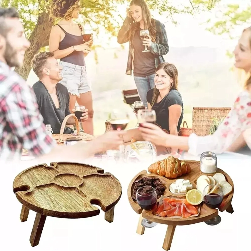MESA TABLA DE MADERA PICNIC PLEGABLE COMIDA PICOTEO VIAJES - 6