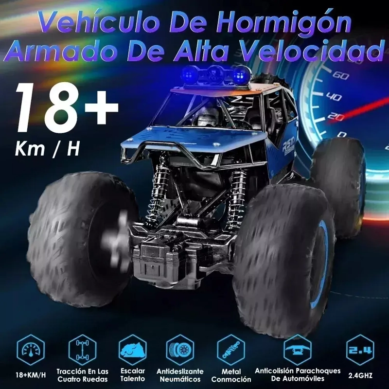 AUTO CARRO A CONTROL REMOTO RECARGABLE CON LED 18KM/H - 4