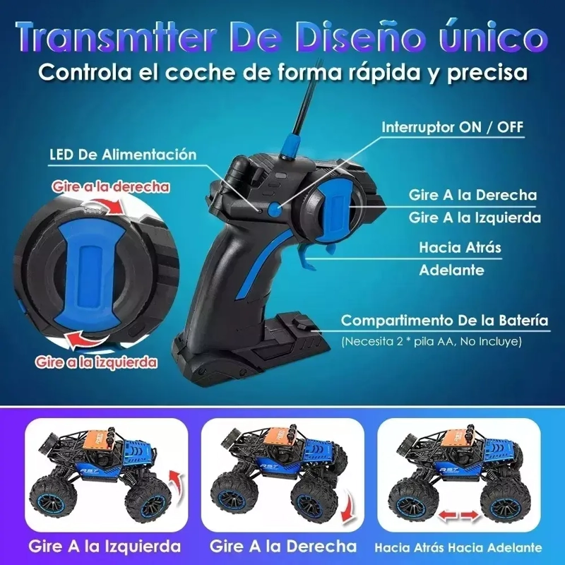 AUTO CARRO A CONTROL REMOTO RECARGABLE CON LED 18KM/H - 5
