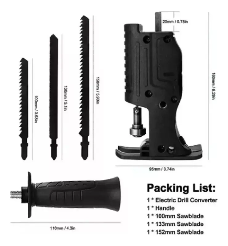 ADAPTADOR TALADRO SIERRA SABLE RECIPROCA CONVERTIDOR CAMBIO - 4