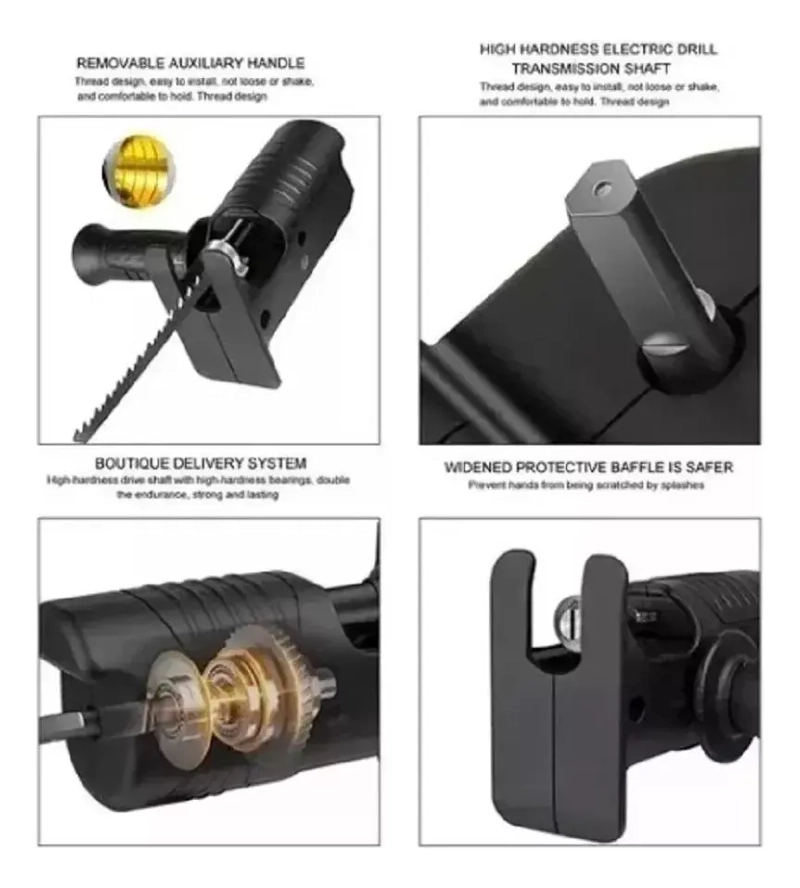 ADAPTADOR TALADRO SIERRA SABLE RECIPROCA CONVERTIDOR CAMBIO - 5