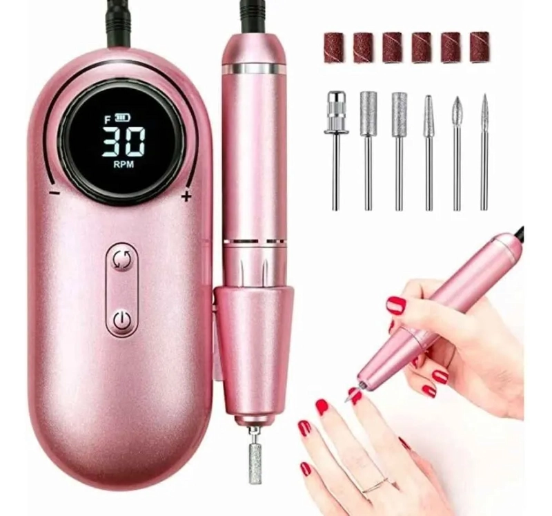 TORNO DE UÑAS INALAMBRICO PANTALLA LCD 30000 RPM MANICURA - 1