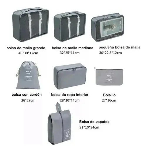 ORGANIZADOR MALETA SET 7 BOLSAS VIAJE EQUIPAJE - 2