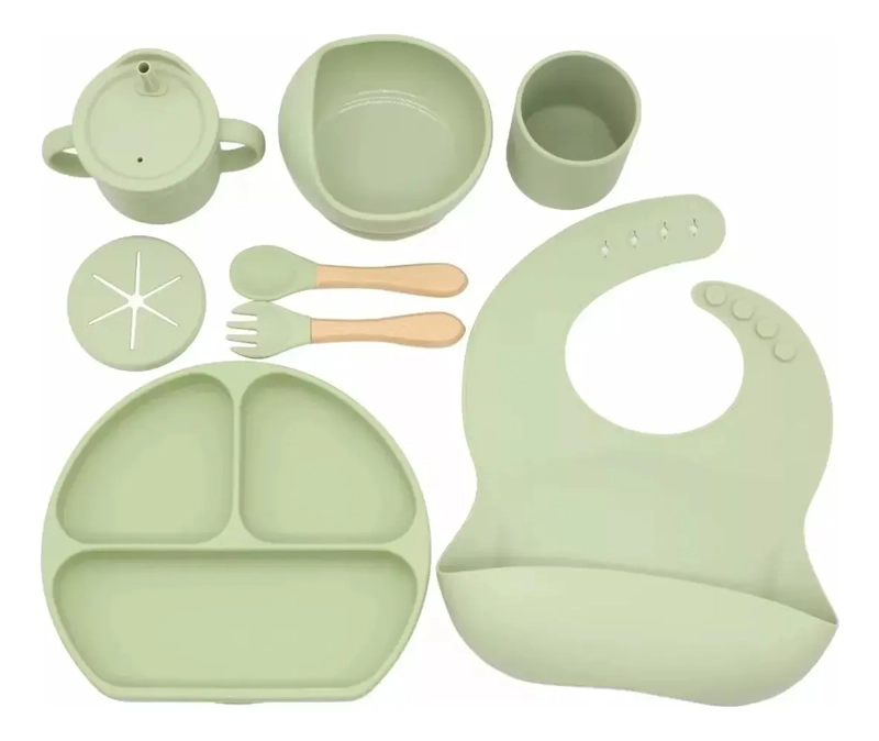 SET ALIMENTACION SILICONA BEBE 8 PCS NO TOXICO SIN BPA - 1