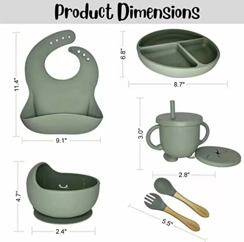 SET ALIMENTACION SILICONA BEBE 8 PCS NO TOXICO SIN BPA - 2