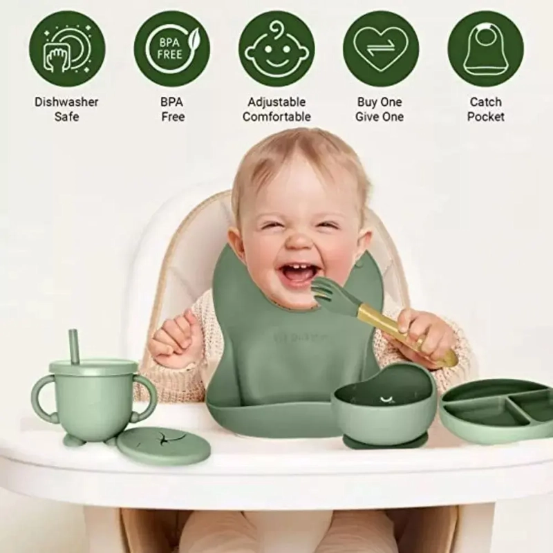 SET ALIMENTACION SILICONA BEBE 8 PCS NO TOXICO SIN BPA - 4