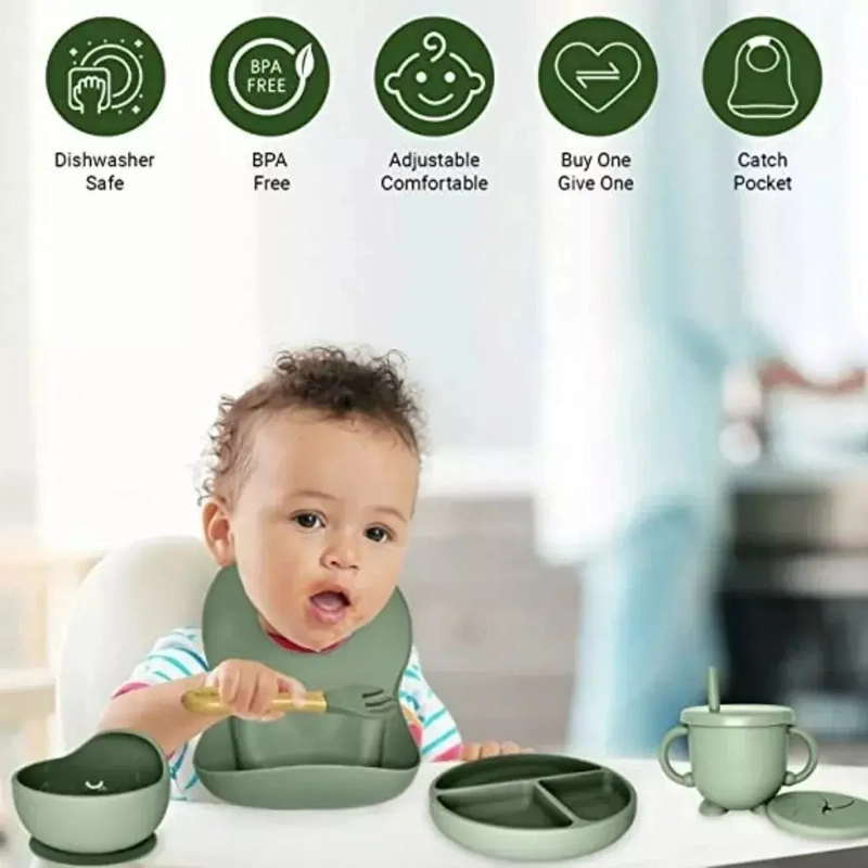 SET ALIMENTACION SILICONA BEBE 8 PCS NO TOXICO SIN BPA - 5