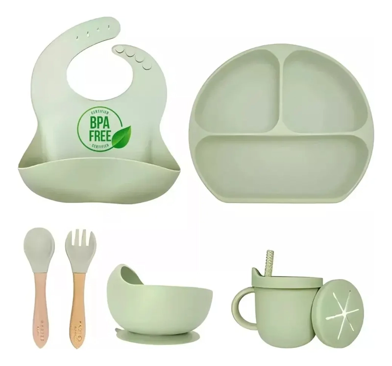 SET ALIMENTACION SILICONA BEBE 8 PCS NO TOXICO SIN BPA - 6