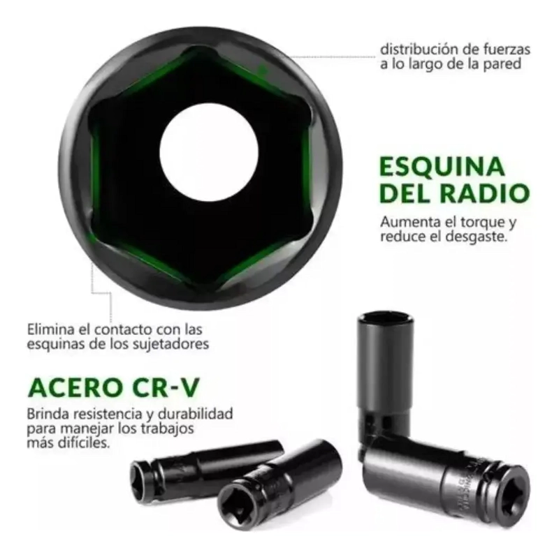 JUEGO HERRAMIENTAS LLAVE DE VASO KIT MECANICAS DADOS 10 PZS - 4