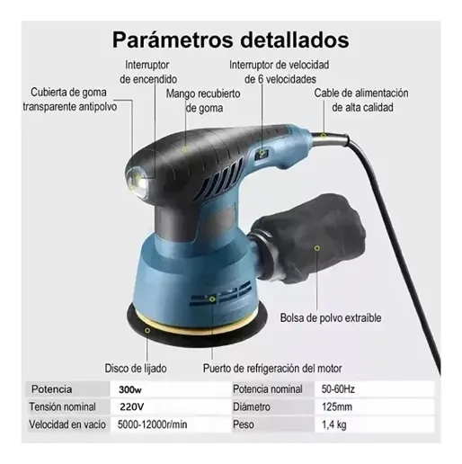 LIJADORA ORBITAL PROFESIONAL HOJA 300W PARA MADERA Y METAL - 2