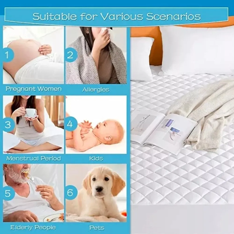 CUBRE COLCHON 2 PLAZAS IMPERMEABLE MAS FUNDAS PARA ALMOHADAS - 4