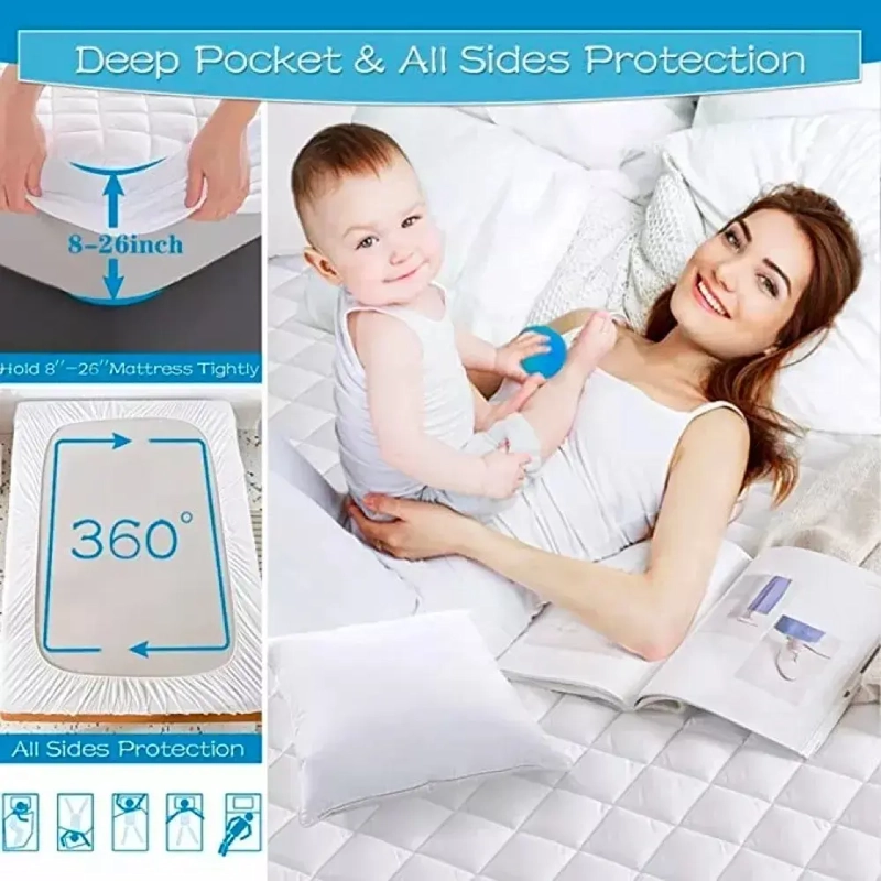 CUBRE COLCHON 2 PLAZAS IMPERMEABLE MAS FUNDAS PARA ALMOHADAS - 5