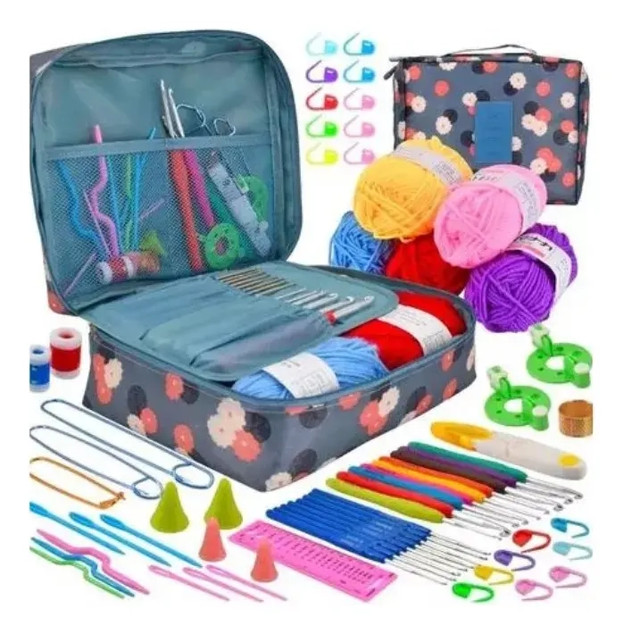 SET CON ESTUCHE CROCHET SILICONA ACCESORIOS PARA TEJER - 1