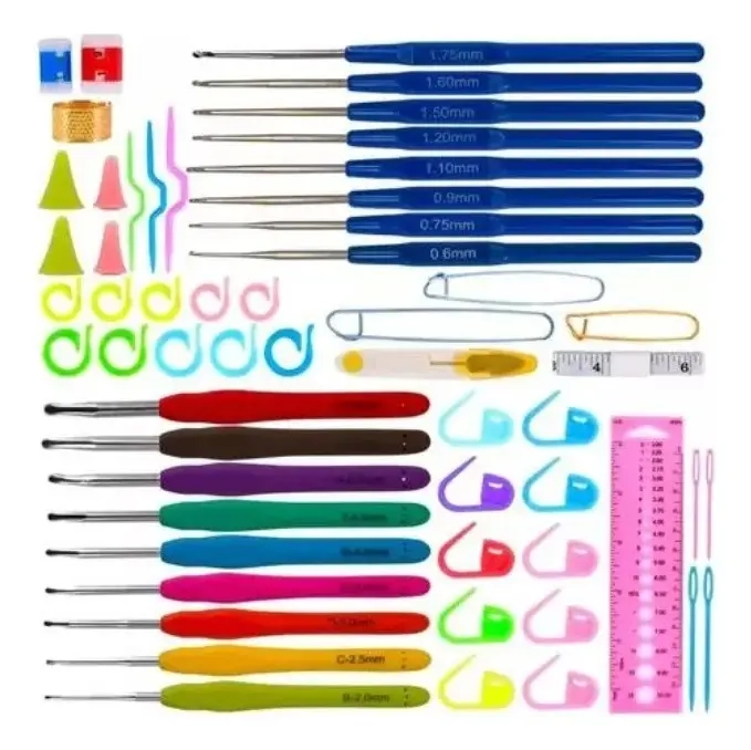 SET CON ESTUCHE CROCHET SILICONA ACCESORIOS PARA TEJER - 3