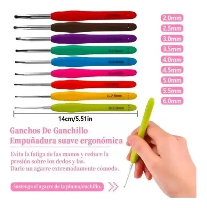 SET CON ESTUCHE CROCHET SILICONA ACCESORIOS PARA TEJER - 5