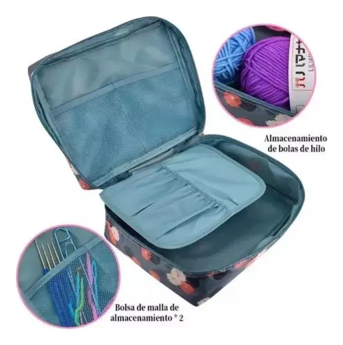 SET CON ESTUCHE CROCHET SILICONA ACCESORIOS PARA TEJER - 6