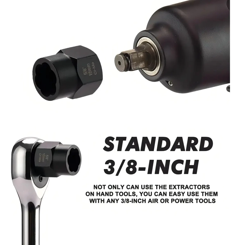 SET DADOS EXTRACTORES PERNOS Y TUERCAS RODADAS 9 A 19MM - 3