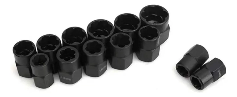 SET DADOS EXTRACTORES PERNOS Y TUERCAS RODADAS 9 A 19MM - 4
