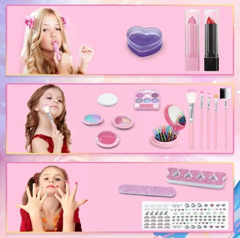 KIT DE MAQUILLAJE PARA NIÑAS JUGUETE COSME TICOS NO TOXICOS - 4