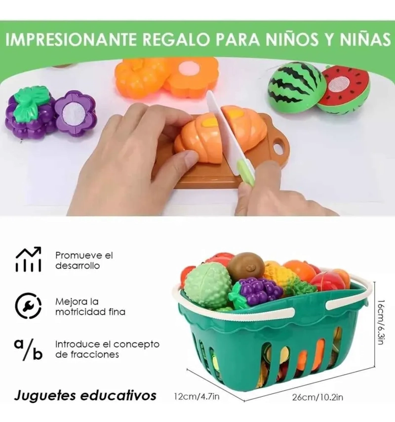 JUGUETE DE CORTE DE COCINA DE FRUTAS Y VERDURAS 51 PIEZAS - 3