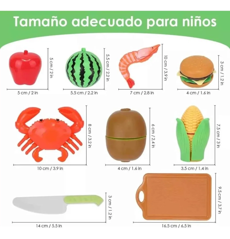 JUGUETE DE CORTE DE COCINA DE FRUTAS Y VERDURAS 51 PIEZAS - 4