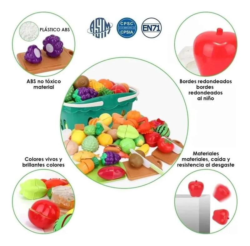 JUGUETE DE CORTE DE COCINA DE FRUTAS Y VERDURAS 51 PIEZAS - 7