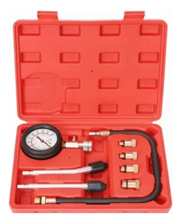 MEDIDOR DE COMPRESION  CILINDROS COMPRESIMETRO PARA MOTO AUTO ROJO - 1