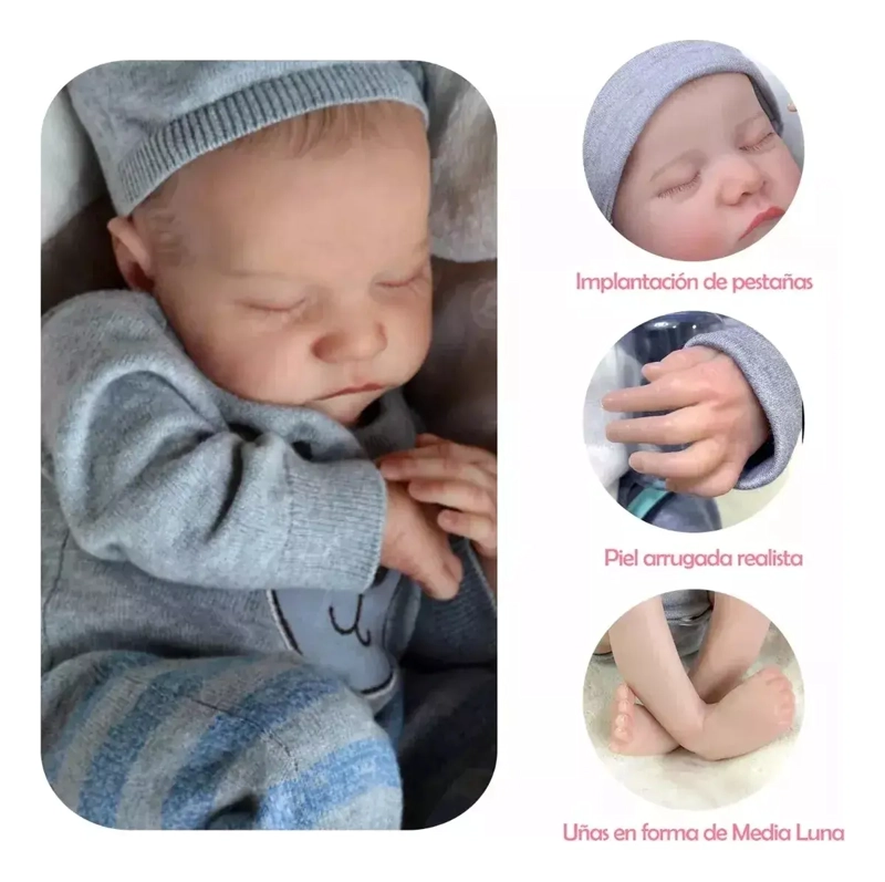 MUÑECO DE BEBE  DE SILICONA CON ROPA DE 50CM - 3