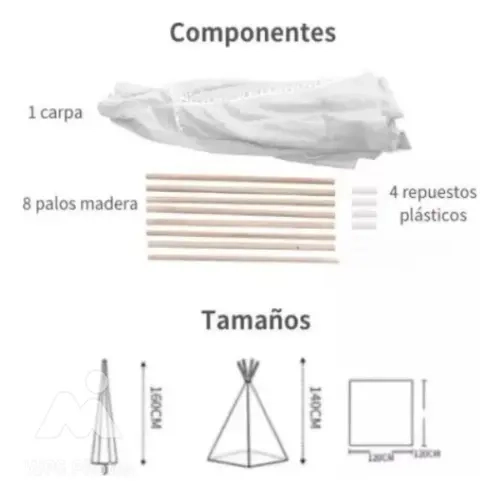 CARPA TIPI PIEZA DE NIÑOS PARA DECORACIONES Y JUGUETES ROSA - 3