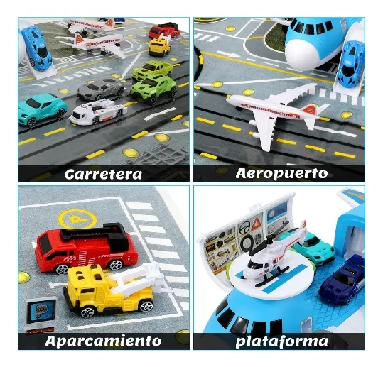 AVION DE RESCATE PORTA 12 VEHICULOS JUGUETE PARA NIÑOS - 3