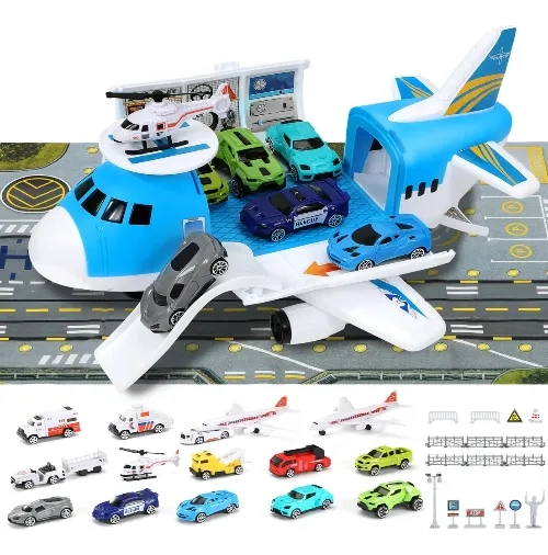 AVION DE RESCATE PORTA 12 VEHICULOS JUGUETE PARA NIÑOS - 5