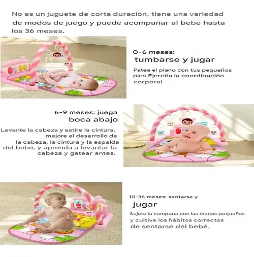 ALFOMBRA MUSICAL CON PIANO SET ESTIMULACION PARA BEBE ROSA - 2